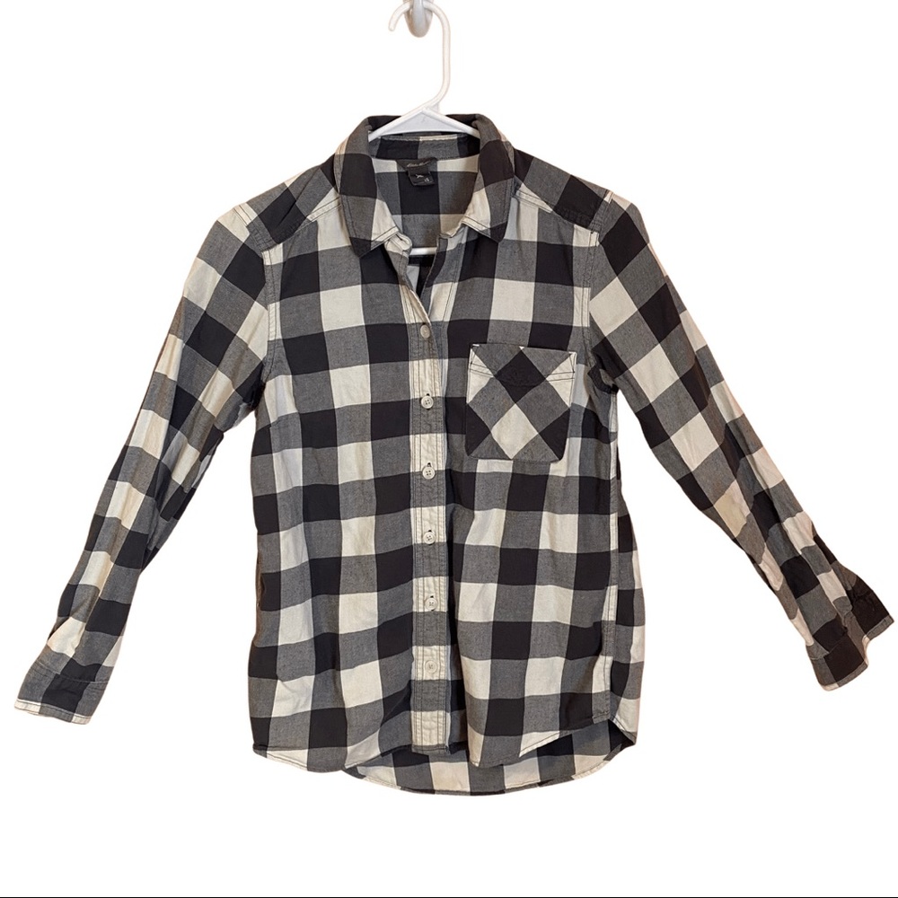 Grey & white Eddie Bauer flannel shirt